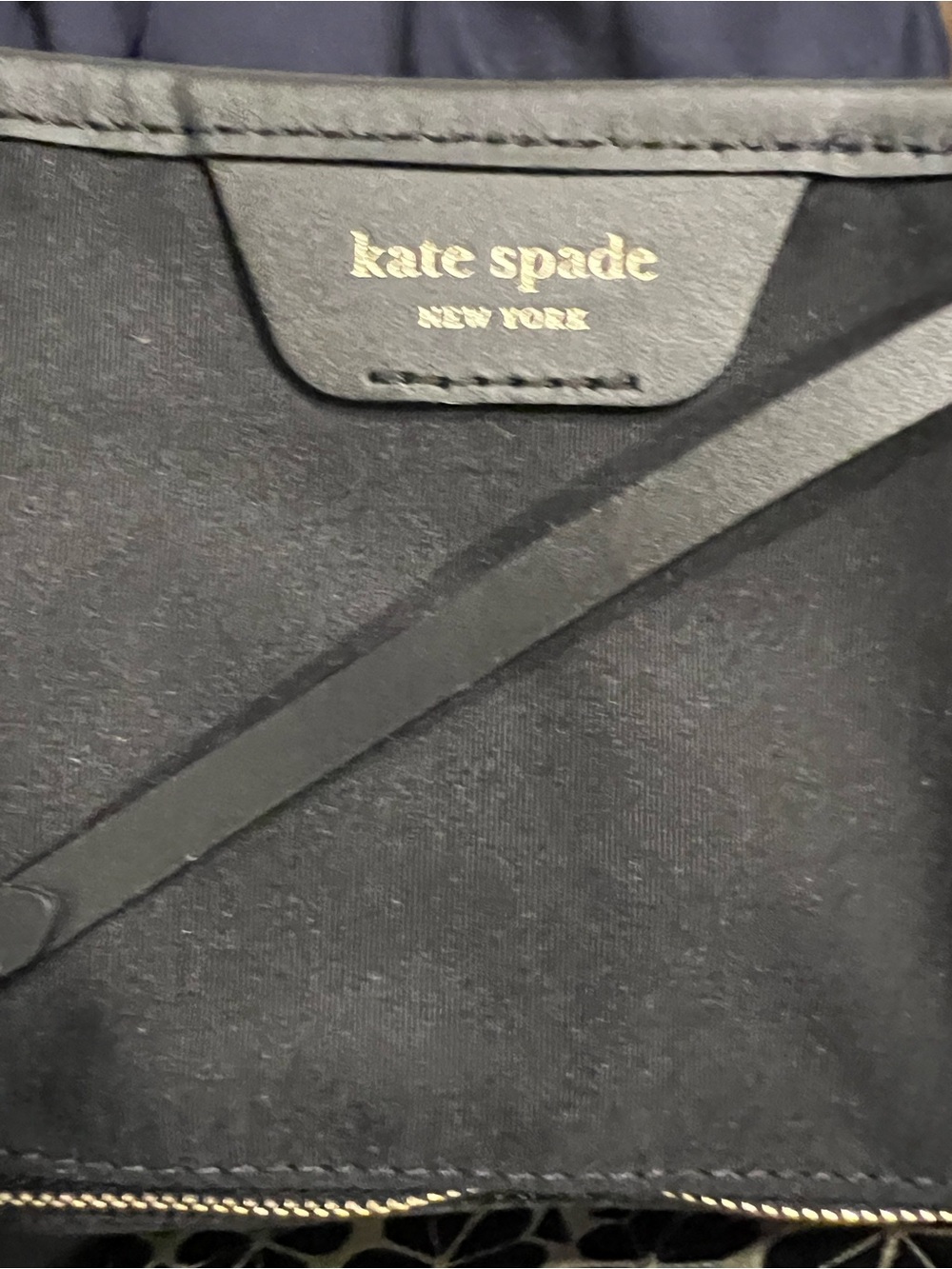 kate spade (Rare) Black & Cream spade floral Tote with Red Center Stripe - Picture 11 of 16